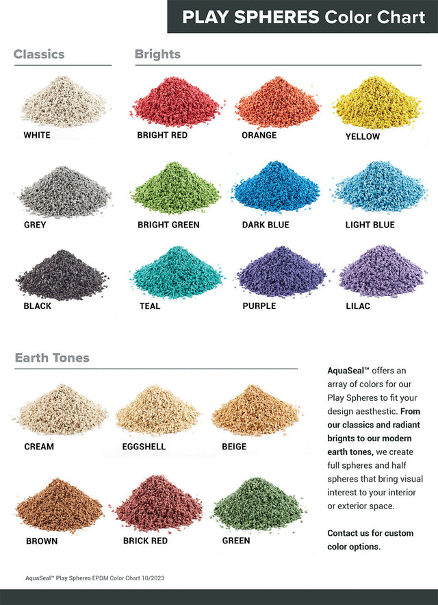 AquaSeal EPDM color chart showing standard colors and earth tones